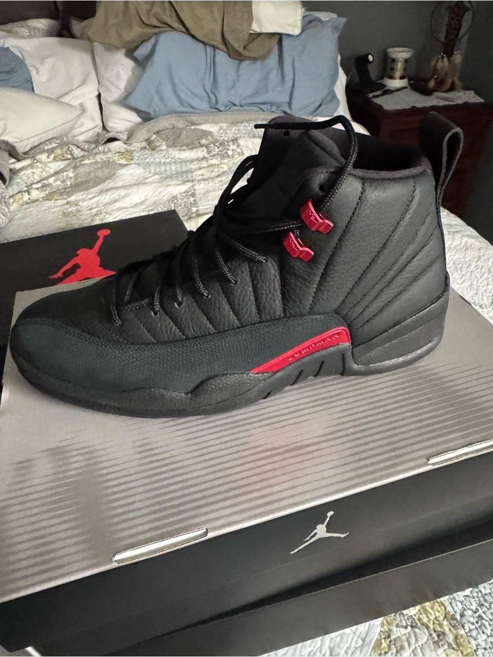 Jordan Retro 12 Men's Black and Red High-Top Sneakers